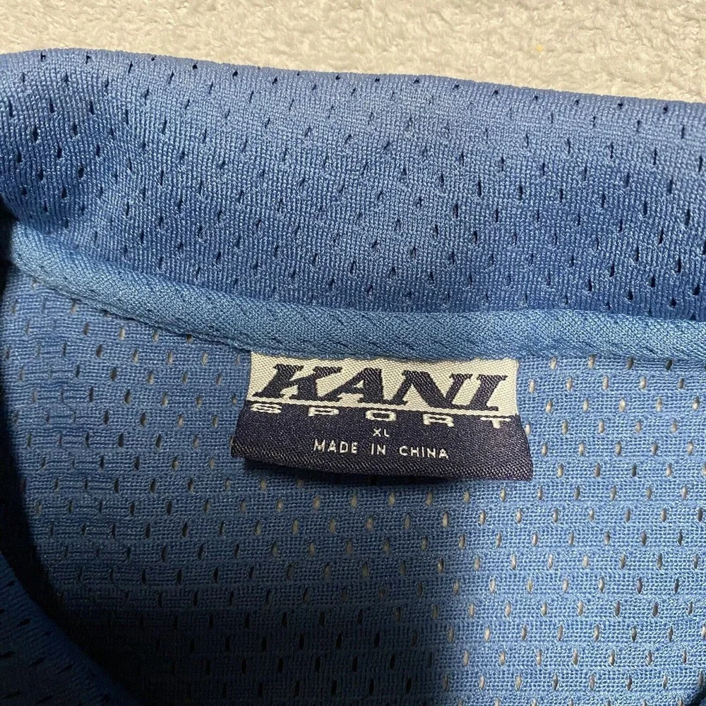 Kani Sport Shirt Size XL Blue Mesh Jersey 1/4 Zip‎ Logo Hip Hop 90s Short Sleeve - Picture 3 of 6